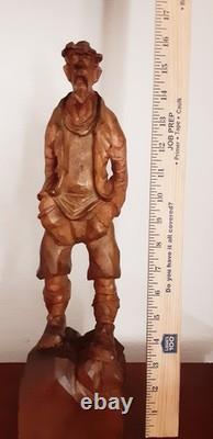 VTG Personnage en bois sculpté à la main Romeo 15 1/2 pièce unique