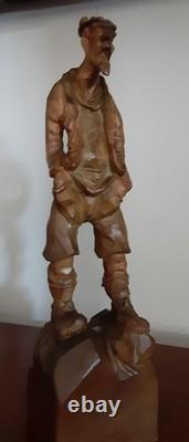 VTG Personnage en bois sculpté à la main Romeo 15 1/2 pièce unique