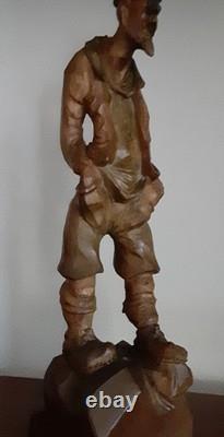 VTG Personnage en bois sculpté à la main Romeo 15 1/2 pièce unique