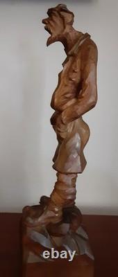 VTG Personnage en bois sculpté à la main Romeo 15 1/2 pièce unique