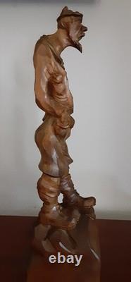 VTG Personnage en bois sculpté à la main Romeo 15 1/2 pièce unique