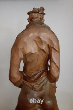 VTG Personnage en bois sculpté à la main Romeo 15 1/2 pièce unique