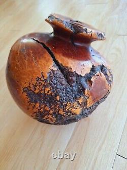 Vase en bois de burl de redwood Manzanita de Muir Woods VTG signé par l'artiste Dave Kindley MCM