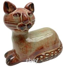 Vase en céramique folklorique en forme de chat rare et unique avec marque de fabricant