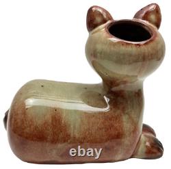 Vase en céramique folklorique en forme de chat rare et unique avec marque de fabricant