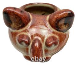 Vase en céramique folklorique en forme de chat rare et unique avec marque de fabricant