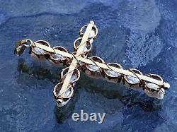 Vente Estate Vtg 14k Perle Véritable Crucifix De Croix Artisanale- Un D'un Genre