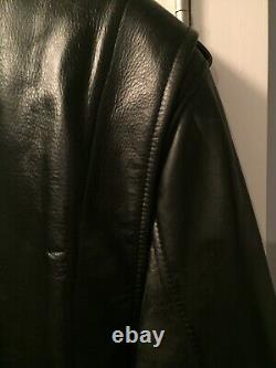 Veste de motard en cuir noir vintage pour geek, grande taille, unique/rare. Pièce unique