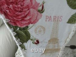 Vintage One Of Kind Paris Rose Roses Sur Les Lampes Romantiques Crémeuses Blanches