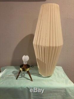 Vintage Ruche Lampe MCM Trépied Plissés Plastique 25 Un Grand D'une Sorte