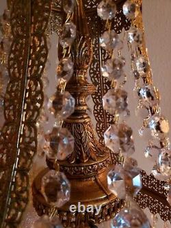 Vintage Un D'un Genre Hollywood Regency Brass Swag Lampe Chandelier Unique