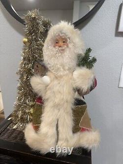 Vintage Unique 1995 Linda Randall Santa Quilté en Bois Signé