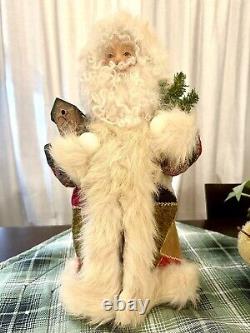 Vintage Unique 1995 Linda Randall Santa Quilté en Bois Signé