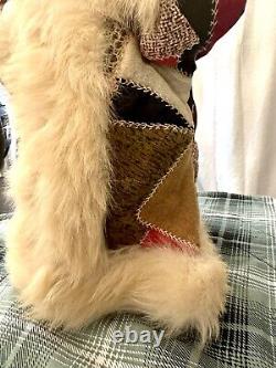 Vintage Unique 1995 Linda Randall Santa Quilté en Bois Signé