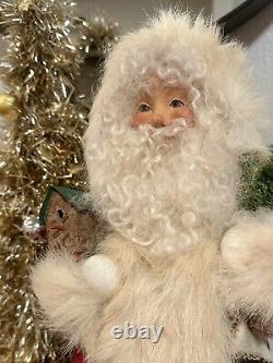 Vintage Unique 1995 Linda Randall Santa Quilté en Bois Signé