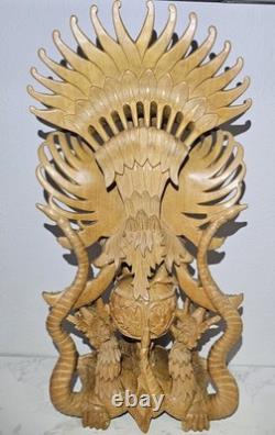 Vishnu Balinais Sculpté Montant Garuda 24 2003 Bali UNIQUE Expédition Rapide