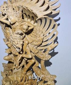 Vishnu Balinais Sculpté Montant Garuda 24 2003 Bali UNIQUE Expédition Rapide
