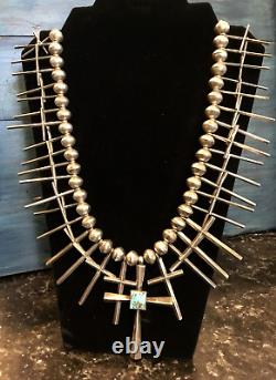 Vtg Native American Sterling Turquoise Dragonfly Cross Collier Unique En Son Genre