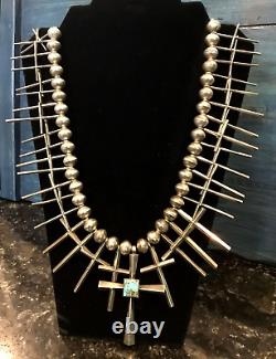 Vtg Native American Sterling Turquoise Dragonfly Cross Collier Unique En Son Genre