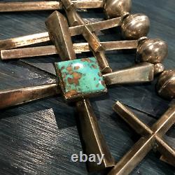 Vtg Native American Sterling Turquoise Dragonfly Cross Collier Unique En Son Genre