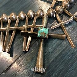 Vtg Native American Sterling Turquoise Dragonfly Cross Collier Unique En Son Genre
