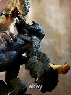 Weta King Kong V-rex Vs Kong 24 Statue Échelle Avec Commande De Fille One Of A Kind