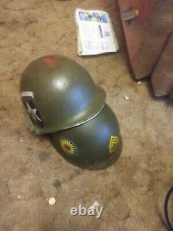 Wwii Ww2 Us Second Indianhead Army Helmet Avec Msa Liner. Très Rare Un D'un Genre