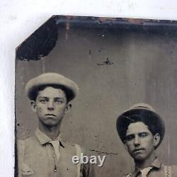 Young Dapper Gay Hommes Touching Tintype C1890 Antique 1/6 Plaque Photo Vintage D570