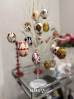 Œuf d'art unique cousu à la main, véritable coquille creuse, objet de collection de luxe