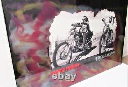 Œuvre d'art murale pour motocyclette Easy Rider RARE et unique en son genre 32x49 en résine époxy à collectionner