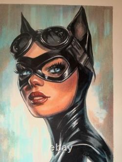Œuvre originale de Catwoman de DC 9x12 pouces Art de bande dessinée unique en son genre