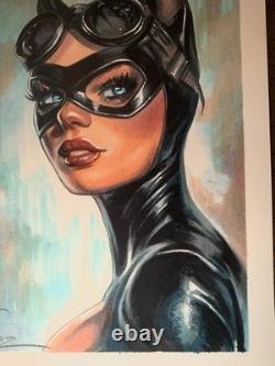 Œuvre originale de Catwoman de DC 9x12 pouces Art de bande dessinée unique en son genre