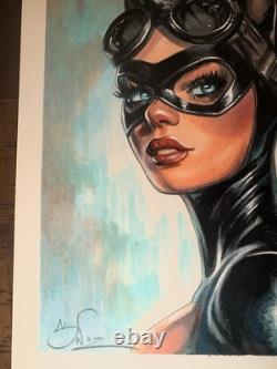 Œuvre originale de Catwoman de DC 9x12 pouces Art de bande dessinée unique en son genre