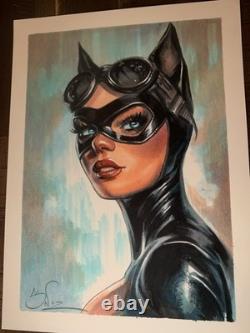 Œuvre originale de Catwoman de DC 9x12 pouces Art de bande dessinée unique en son genre
